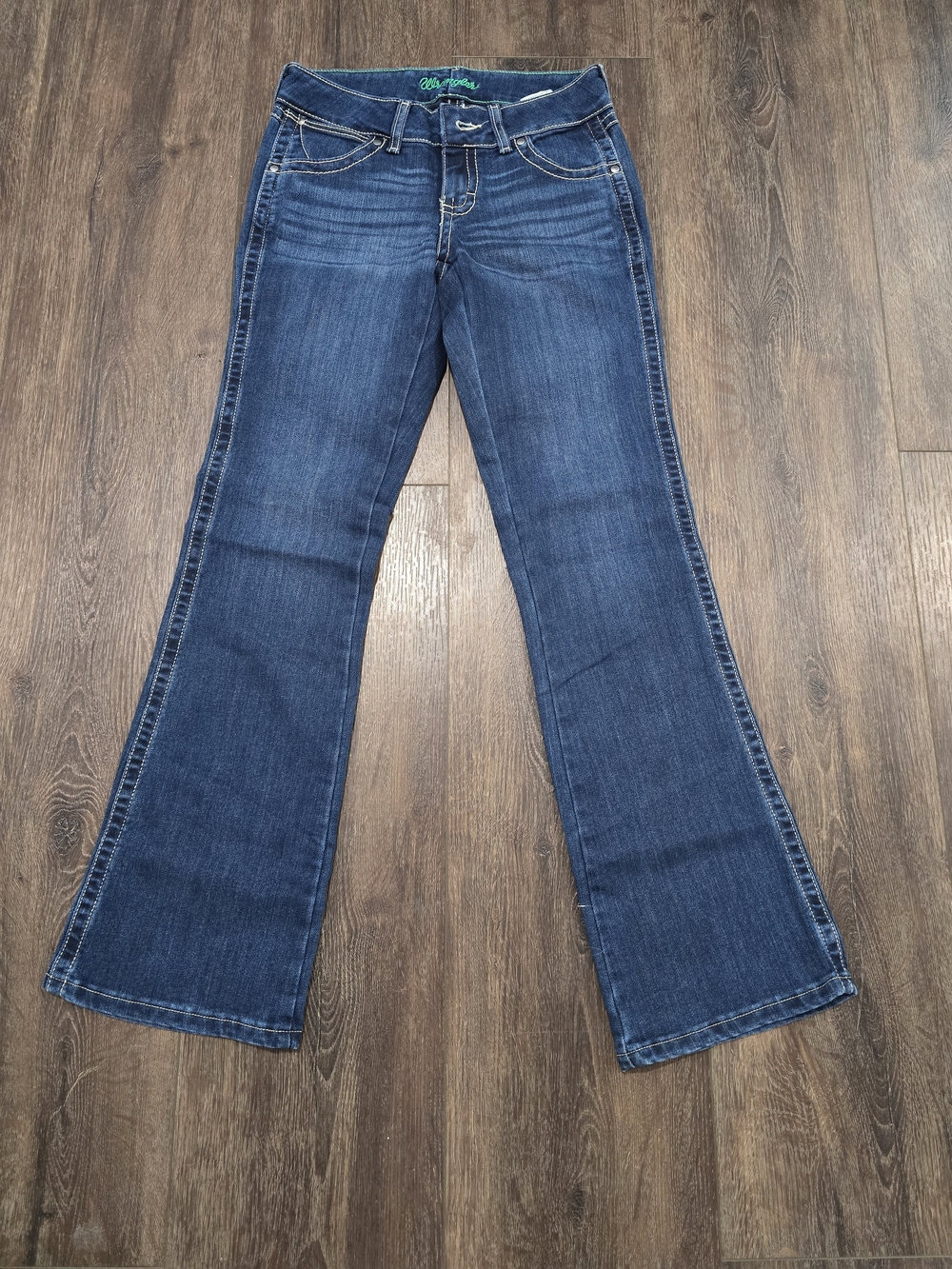 Wrangler Medium Blue Flare Jeans - Women's Wide Leg